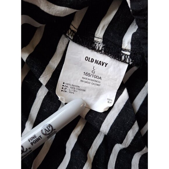 Old Navy Black White Striped Tank L Soft Rayon Breezy Summer Beach - Picture 5 of 8